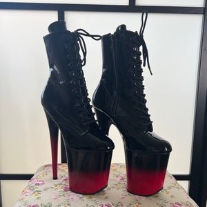 Pleaser Flamingo Black Red Gradient Boots size 7